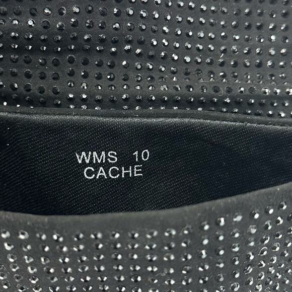 Report Cache Black Boot Size 10 Embellished Pleated/Slouchy Almond Toe Cone Heel - Picture 6 of 9